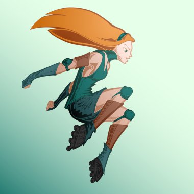 Vector illustration of roller girl. clipart