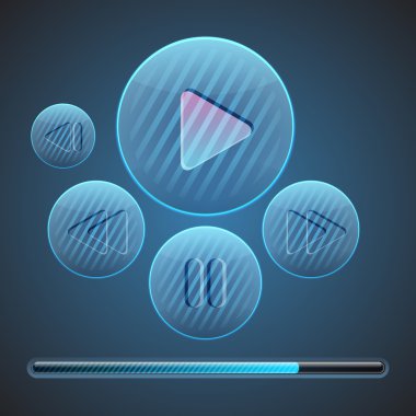 Vector round media player buttons. clipart