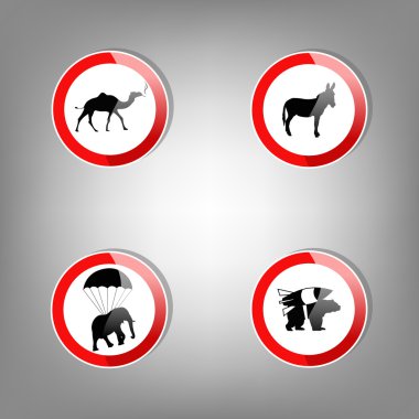 Animal warning signs - vector illustration clipart