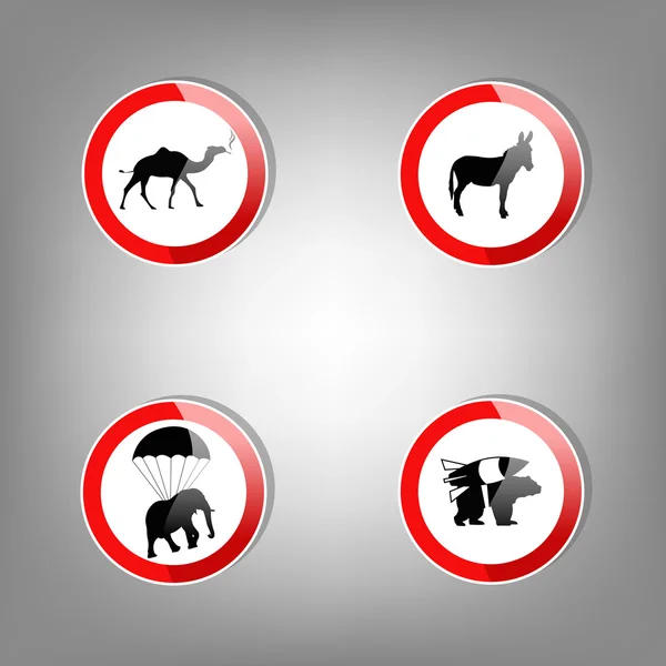 Animal Warning Signs Vector Illustration — Stock Vector