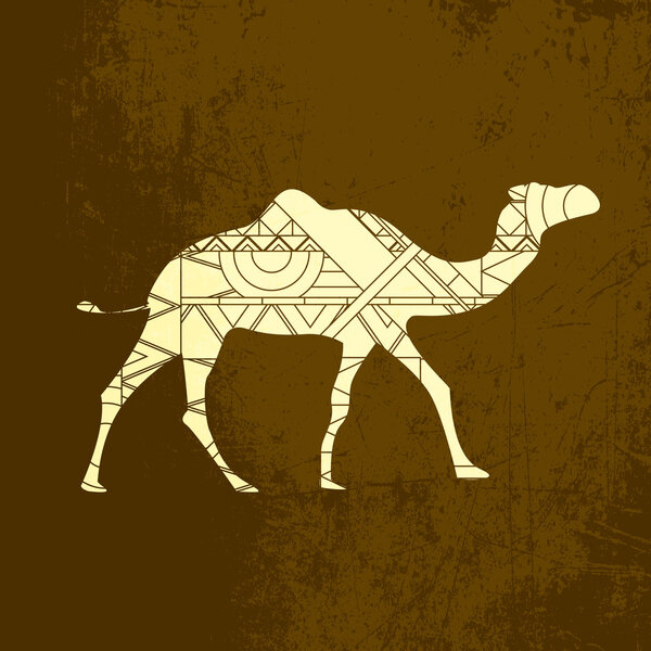 Camel decorative silhouette ornament - vector illustration