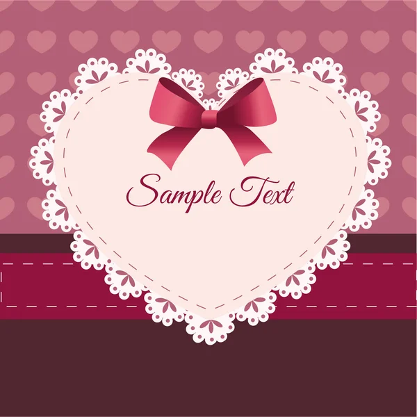 Vintage Retro Vector Cute Frame Heart — Stock Vector