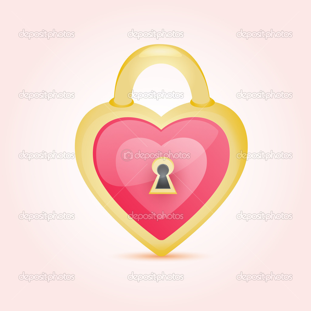 Decorative Golden Lock - Heart Shaped