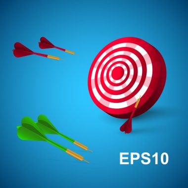 Colorful darts with a target. Vector illustration. clipart