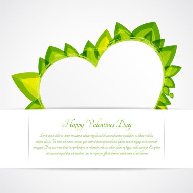 Heart with leaves. Vector greeting card for Valentine's day. clipart