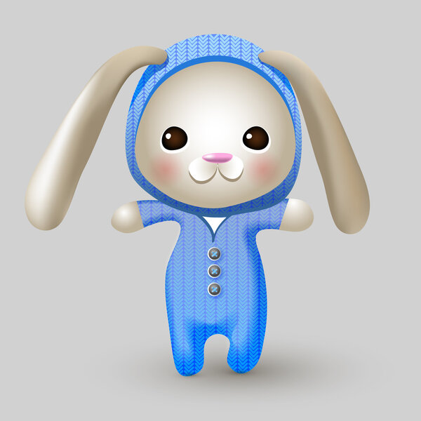 Cute bunny doll. Vector illustration.