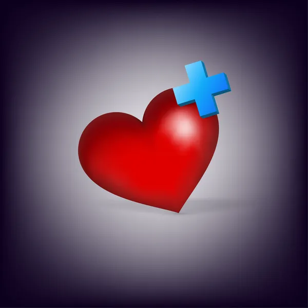 Corazón Con Cruz Icono Médico — Vector de stock