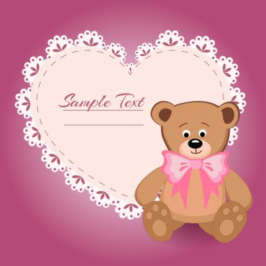 Teddy bear and big heart - vector illustration clipart