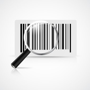 Vector illustration of magnifying glass with barcode. clipart