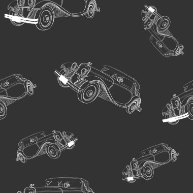 Seamless background with vintage cars clipart