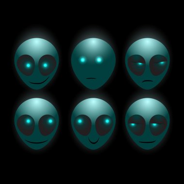 Set of vector alien faces clipart