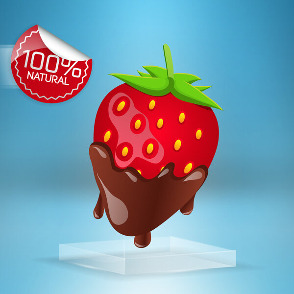 Strawberries in chocolate. Vector illustration.