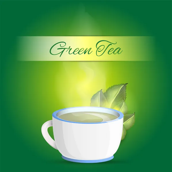 Fincan Yeşil Çay Arka Plan Vektör Çizim — Stok Vektör