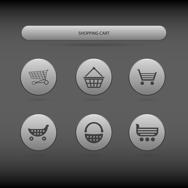 Simple icons of shopping carts and baskets