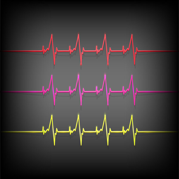 Colorful heartbeat medical elements - vector illustration