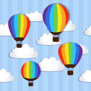 Hot Air Balloons in the sky - vector illustration clipart