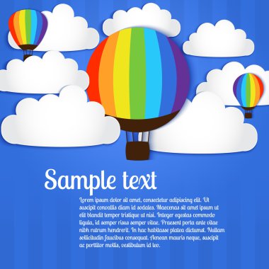 Vector illustration with hot air balloons in the sky clipart