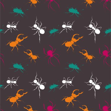 Seamless bugs pattern - vector illustration clipart