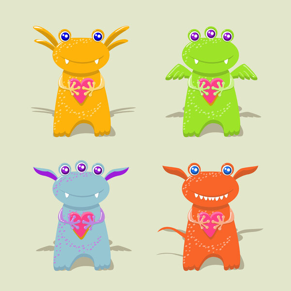 Милые драконы Валентайн. Векторная иллюстрация
. 