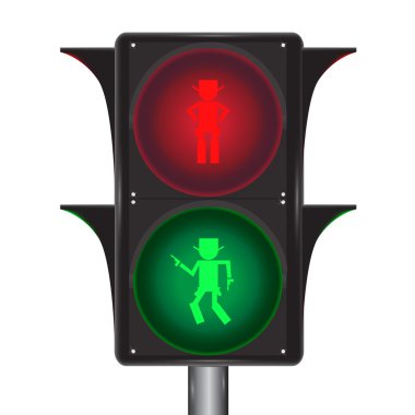 Vector of traffic light with cowboy clipart