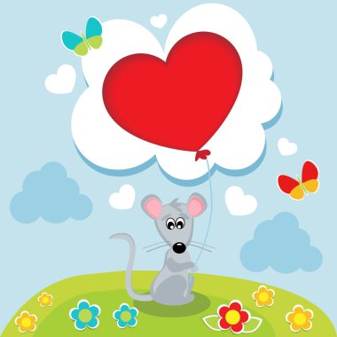 Mouse with his heart in his hands clipart