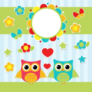 Illustration with couple of cute owls clipart