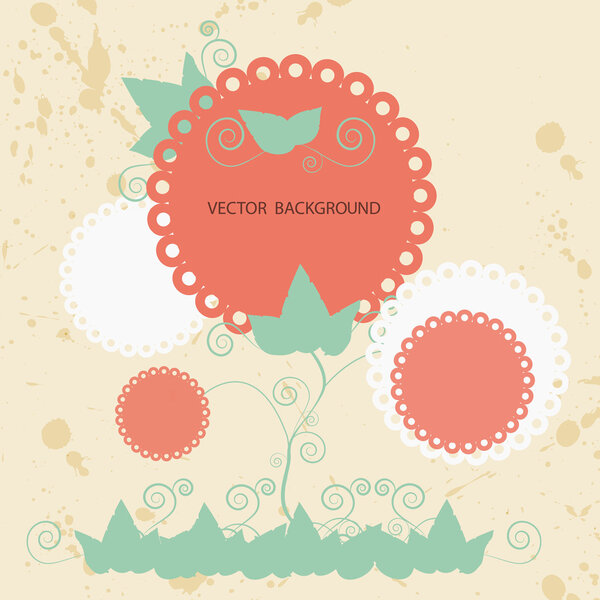 Floral background lace label