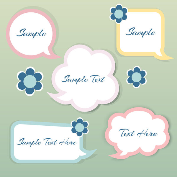 Set of paper speech bubbles