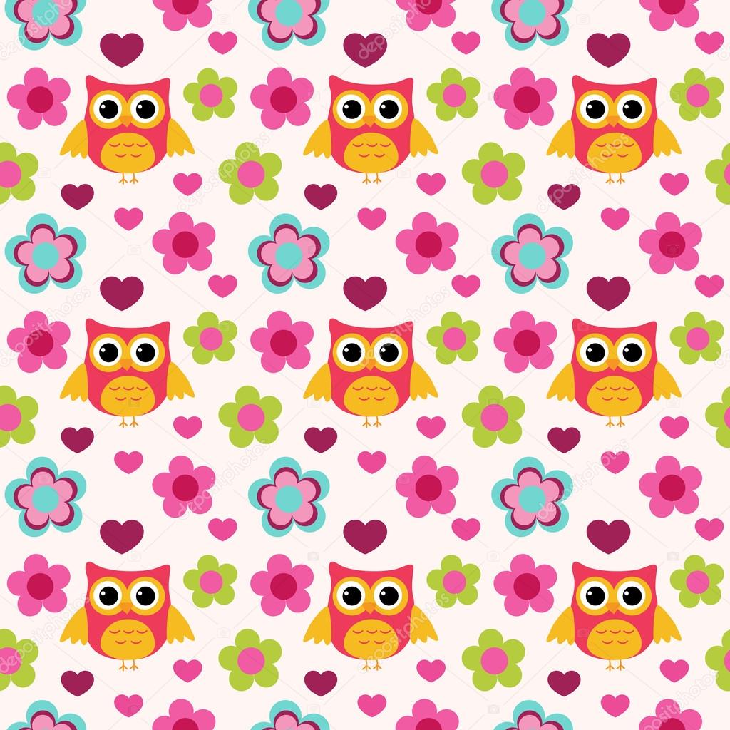Seamless colorful owl pattern for kids in vector