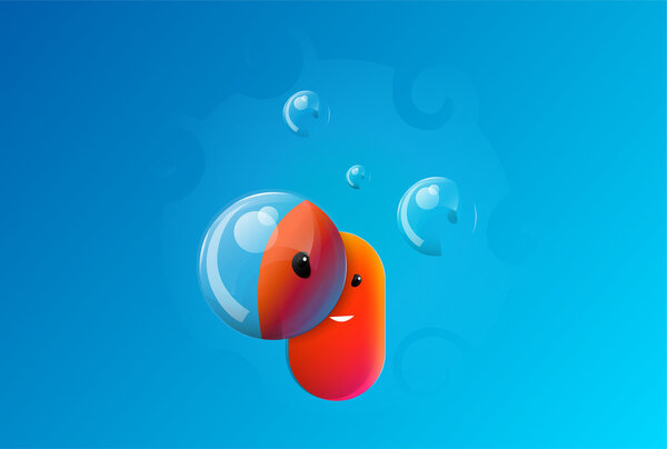 Cute face with bubbles. Vector illustration.