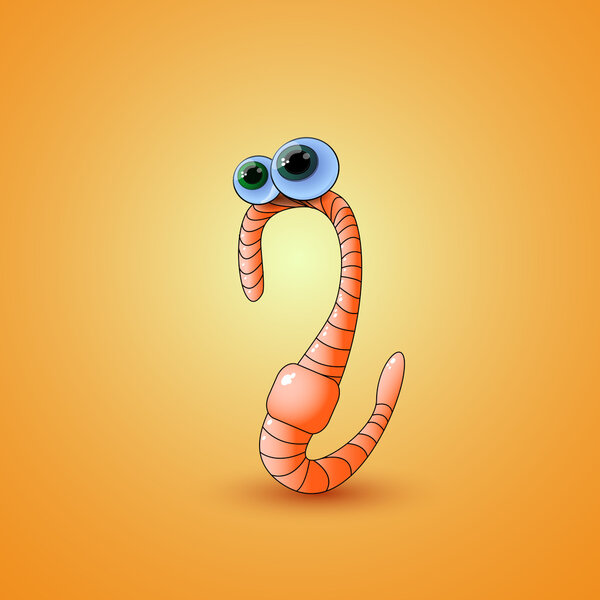 Cartoon earthworm. Vector illustration.