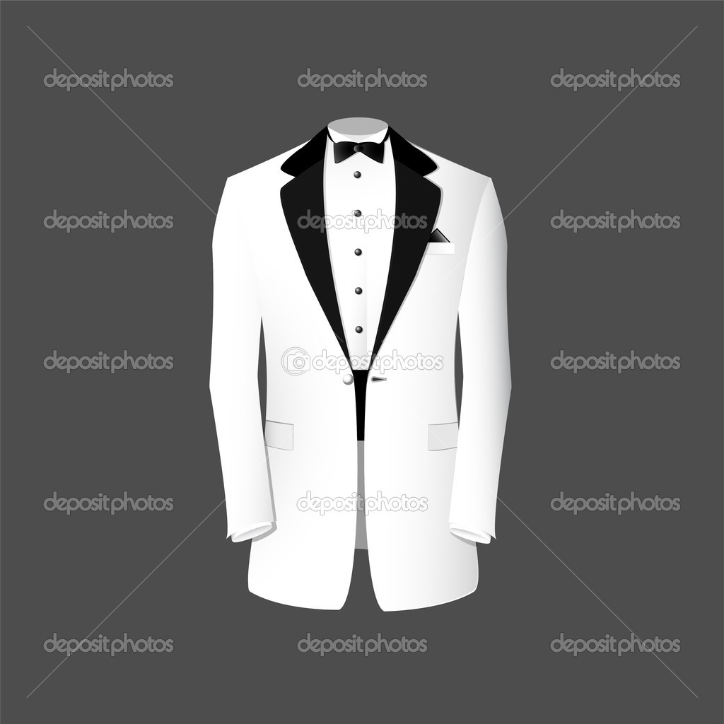 Vector illustration of a white tuxedo.
