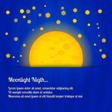 Moonlight night - vector illustration clipart