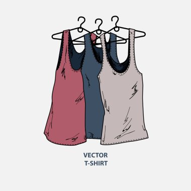 Vector illustration of grunge women's t-shirts. clipart