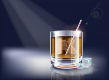 Vector whisky glass. Vector illustration.  clipart