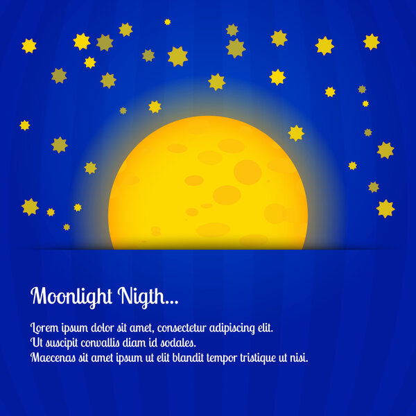 Moonlight night - vector illustration