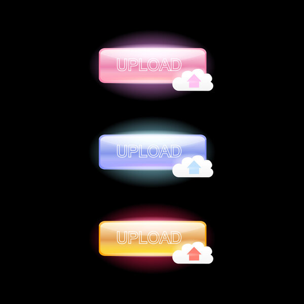 Значок векторной загрузки с облаком в трех цветах
