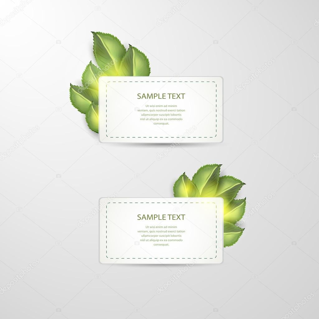 Vector stickers with green leafs
