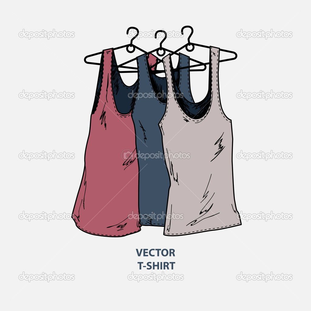 Vector illustration of grunge women's t-shirts.