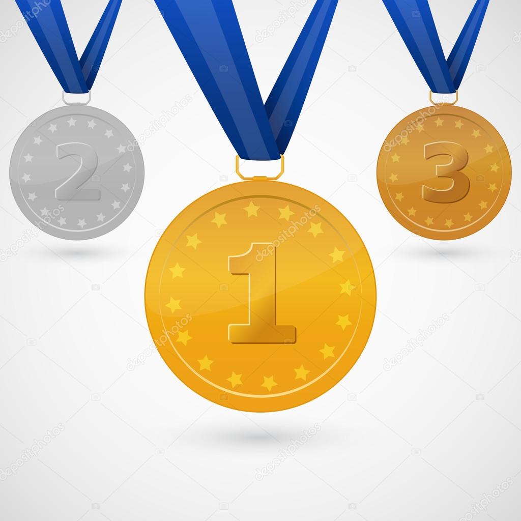 Medals on white background. Vector illustration. 