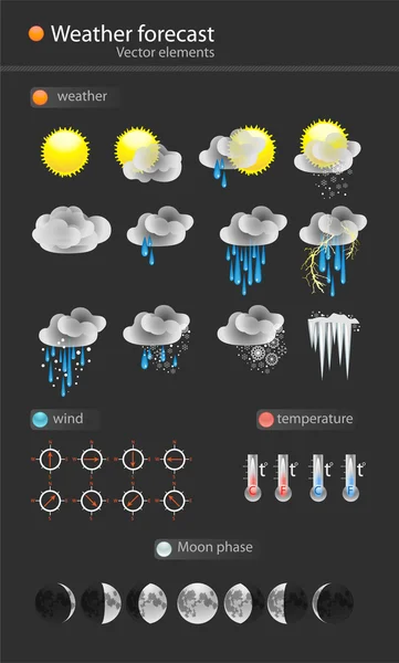 Icono Del Vector Meteorológico Conjunto — Archivo Imágenes Vectoriales