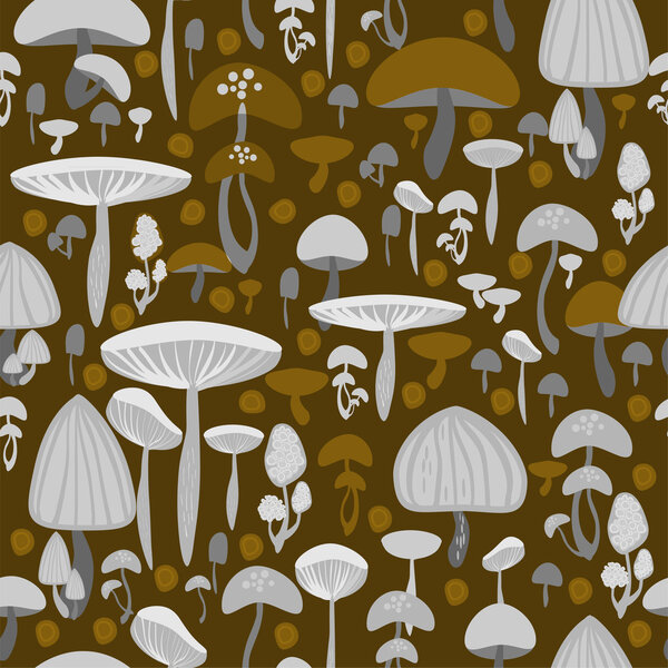Mushrooms seamless pattern - vector illustration