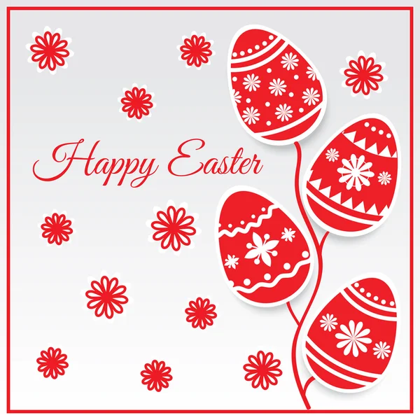 Easter Eggs Card Red Color Vector Illustration — Stock Vector