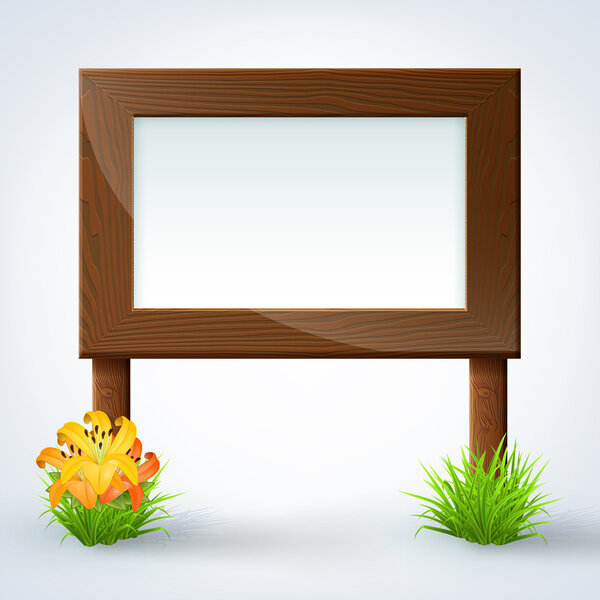 Wooden sign board. Vector illustration. 