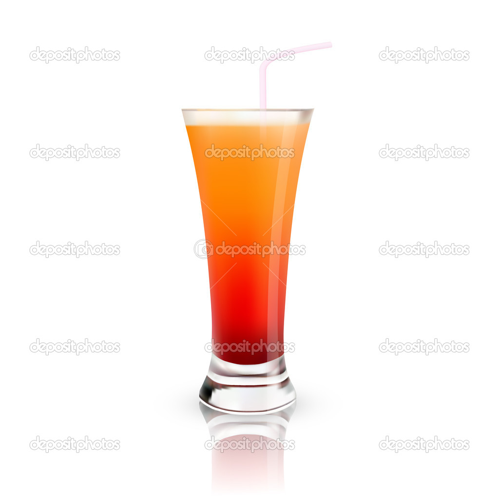 glass with juice. Vector illustration. 