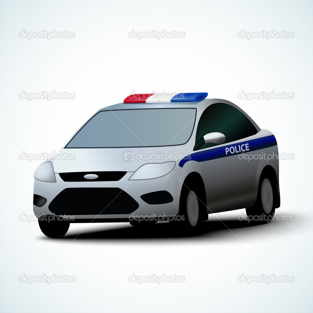 Carro de polícia bonito com contorno e veículo de serviço de sirene para  perseguir um criminoso ilustração vetorial