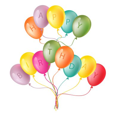 Mutlu yıllar balonlu doğum günü kartı