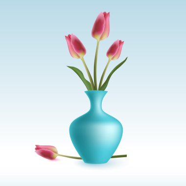 Vector illustration of cute tulips in vase clipart