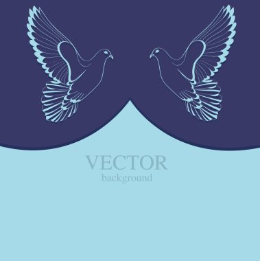 Two doves on blue background clipart