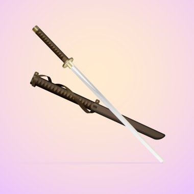 Katana - japanese sword. Vector illustration. clipart